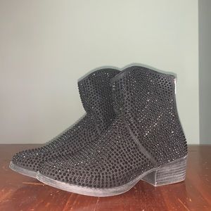 Black Rhinestone Booties